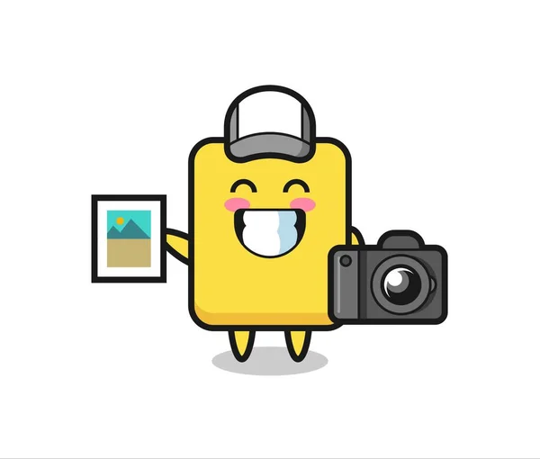 Character Illustration Yellow Card Photographer Cute Style Design Shirt Sticker — Vector de stock