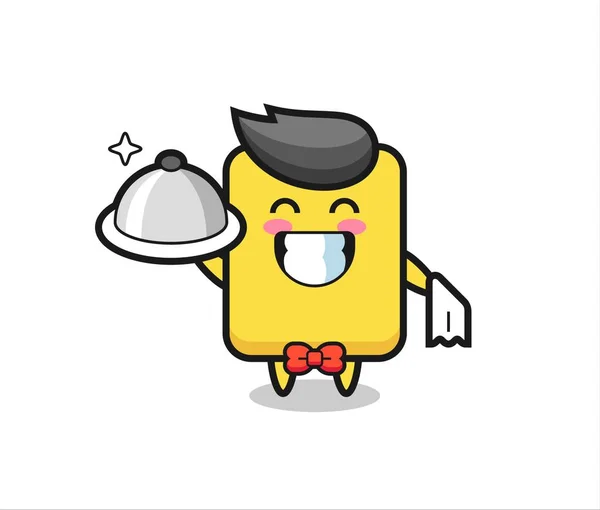 Character Mascot Yellow Card Waiters Cute Style Design Shirt Sticker — Image vectorielle