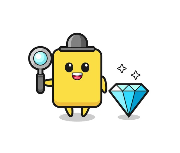 Illustration Yellow Card Character Diamond Cute Style Design Shirt Sticker — Image vectorielle