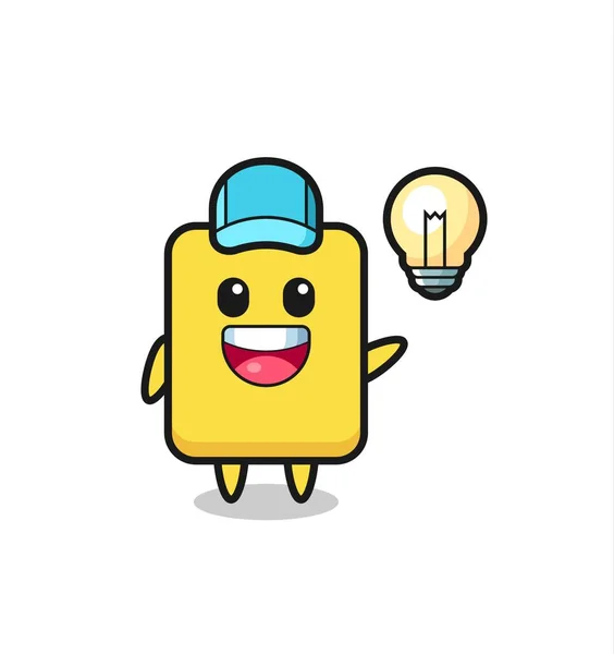 Yellow Card Character Cartoon Getting Idea Cute Style Design Shirt — Image vectorielle