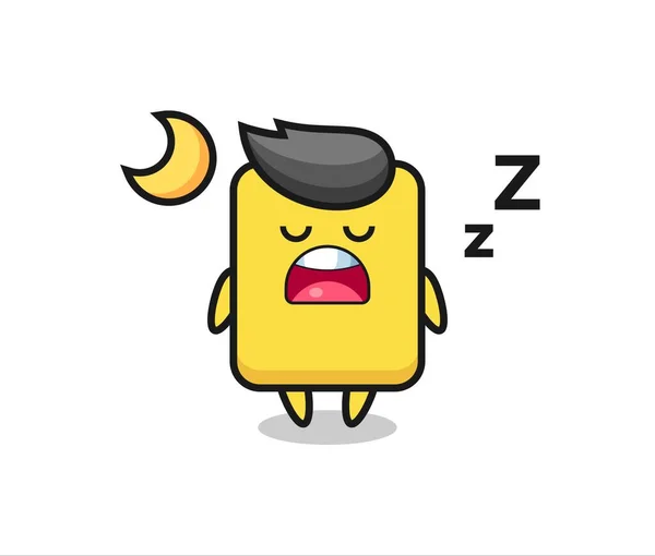 Yellow Card Character Illustration Sleeping Night Cute Style Design Shirt — Stock Vector