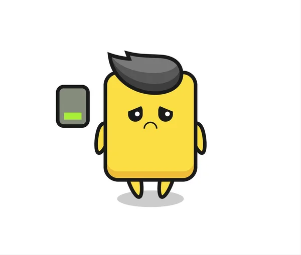 Yellow Card Mascot Character Doing Tired Gesture Cute Style Design — Vetor de Stock