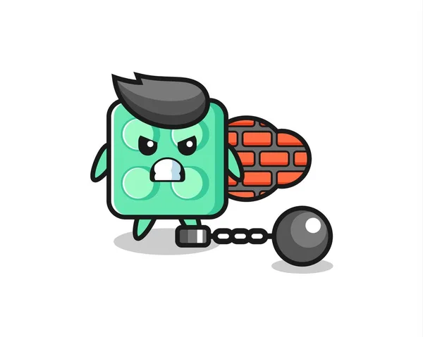 Character Mascot Brick Toy Prisoner Cute Style Design Shirt Sticker — Image vectorielle