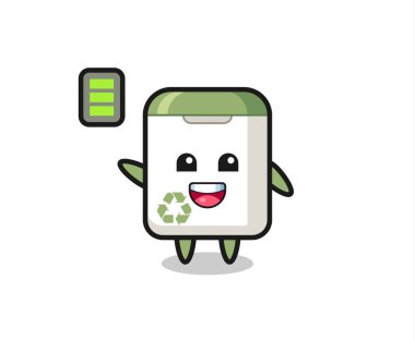 Çöp kutusu maskotu, enerjik bir jest, tişört, çıkartma, logo elementi için şirin bir tasarım.