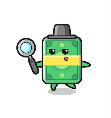 para çizgi film karakteri büyüteçle arıyor, tişört, etiket, logo elementi için şirin bir tasarım