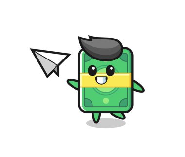 para çizgi film karakteri kağıt uçak fırlatma, tişört, çıkartma, logo elementi için şirin tasarım