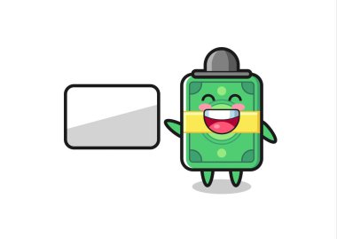 para karikatürü çizimi bir sunum yapıyor, tişört, etiket, logo ögesi için şirin bir tasarım.