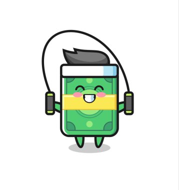 para karakteri karikatürü ip atlama, tişört, etiket, logo ögesi için şirin tasarım