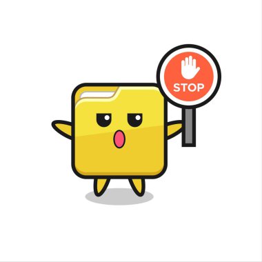 dizin karakter çizimi elinde dur işareti, t-shirt, etiket, logo ögesi için şirin bir tasarım