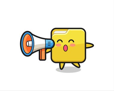 Tişört, etiket, logo ögesi için dizin karakteri çizimi megafon, şirin bir tasarım tutuyor