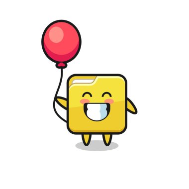 Dizin maskotu illüstrasyonu, tişört, etiket ve logo elementleri için sevimli bir tasarım olan balon oynuyor