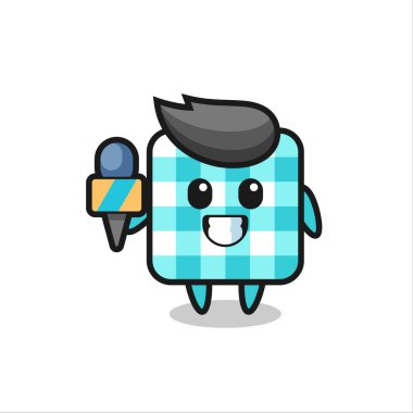 Haber spikeri olarak kareli masa örtüsünün karakter maskotu, tişört, çıkartma, logo elementi için şirin bir tasarım.