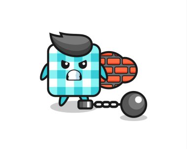 Esir olarak kareli masa örtüsünün karakter maskotu, tişört, etiket, logo elementi için şirin bir tasarım.