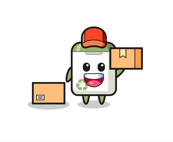 Mascot Illustration Trash Can Courier Cute Style Design Shirt Sticker — Vetor de Stock