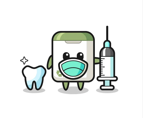 Mascot Character Trash Can Dentist Cute Style Design Shirt Sticker — Stock Vector
