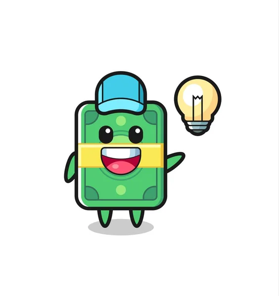 Money Character Cartoon Getting Idea Cute Style Design Shirt Sticker — Archivo Imágenes Vectoriales