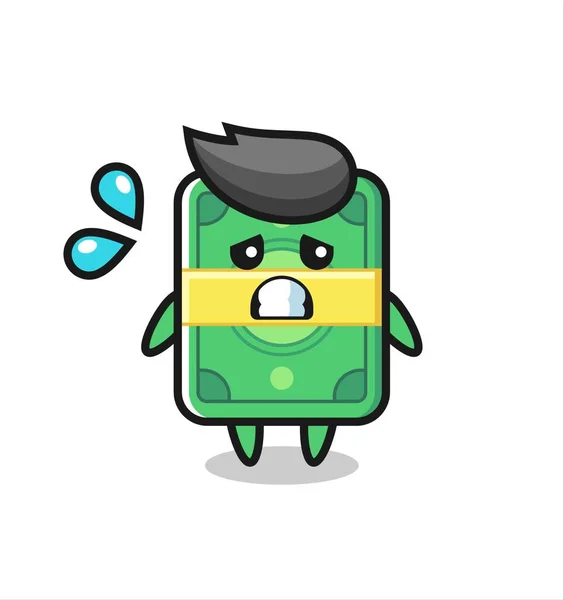 Money Mascot Character Afraid Gesture Cute Style Design Shirt Sticker — Vector de stock