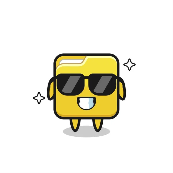 Cartoon Mascot Folder Cool Gesture Cute Style Design Shirt Sticker — Vector de stock