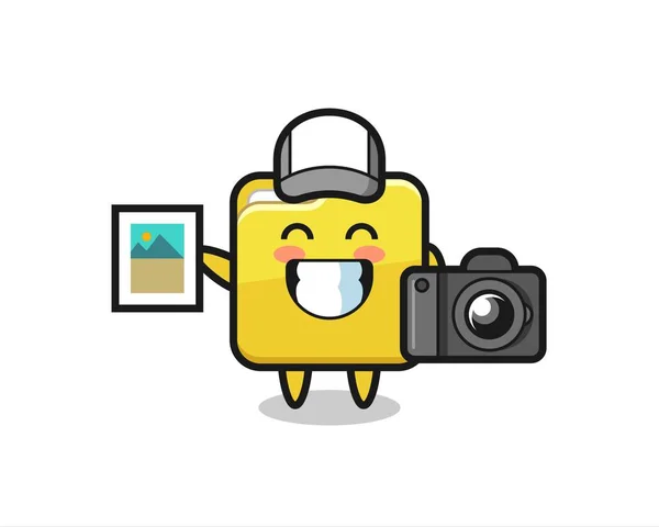 Character Illustration Folder Photographer Cute Style Design Shirt Sticker Logo — Vector de stock