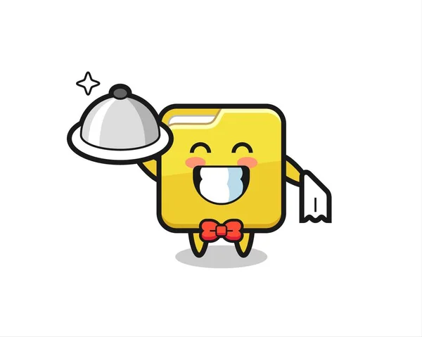 Character Mascot Folder Waiters Cute Style Design Shirt Sticker Logo — Vector de stock