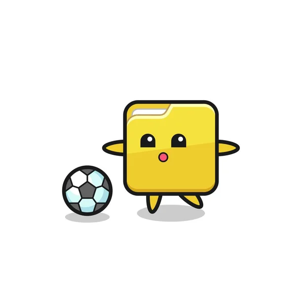 Ilustracja Folderu Kreskówka Jest Gra Piłkę Nożną Ładny Styl Projekt — Wektor stockowy