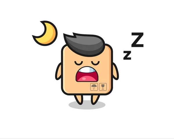 Cardboard Box Character Illustration Sleeping Night Cute Style Design Shirt — Stock Vector