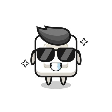 Havalı jestli çizgi film maskotu tişört, çıkartma, logo elementi için hoş bir tasarım.