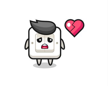 Işık anahtarı çizimi kırık kalptir, tişört, etiket, logo elementi için şirin bir tasarım