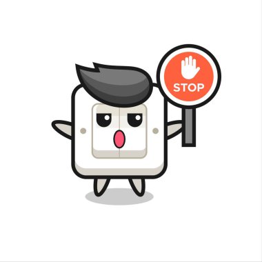 Işık anahtarı karakteri illüstrasyonunda dur işareti, tişört, etiket, logo ögesi için şirin bir tasarım