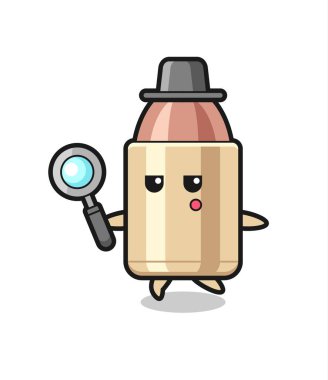 Mermi çizgi film karakteri büyüteçle arıyor tişört, etiket, logo elementi için şirin bir tasarım.