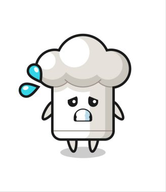 Şef şapka maskotu, korku jesti, tişört, çıkartma, logo elementi için şirin bir tasarım.