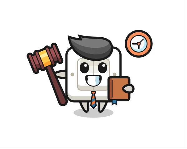 Mascot Cartoon Light Switch Judge Cute Style Design Shirt Sticker — Stock Vector