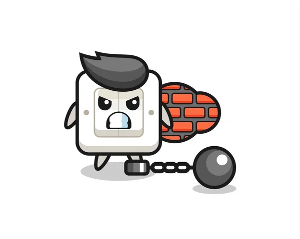 Character Mascot Light Switch Prisoner Cute Style Design Shirt Sticker — Stock Vector