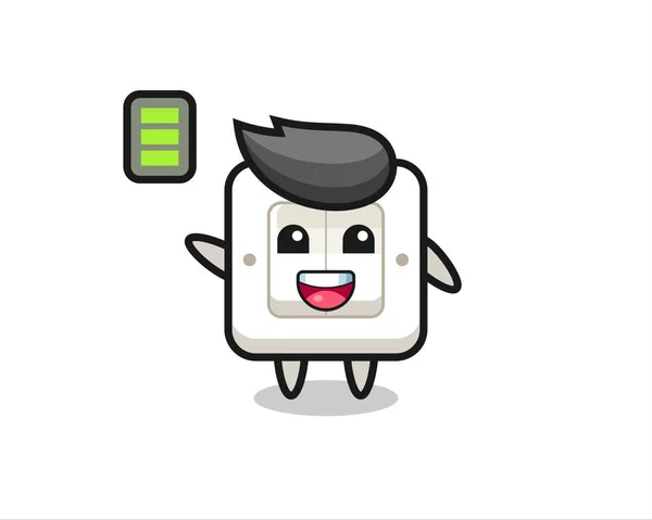 Personagem Mascote Interruptor Luz Com Gesto Energético Design Estilo Bonito —  Vetores de Stock