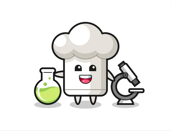 Caractère Mascotte Chapeau Chef Tant Que Scientifique Design Style Mignon — Image vectorielle