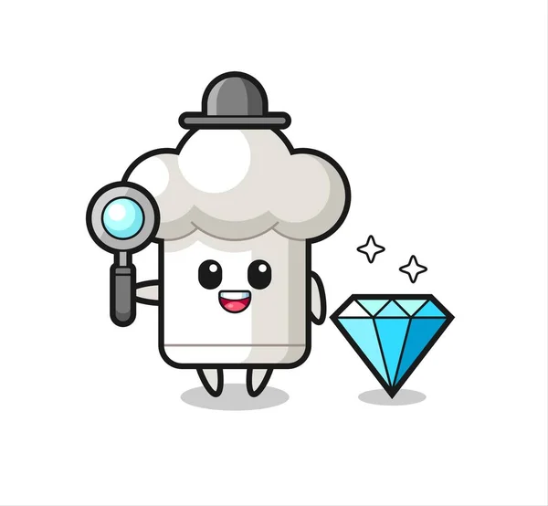 Ilustração Personagem Chapéu Chef Com Diamante Design Estilo Bonito Para — Vetor de Stock