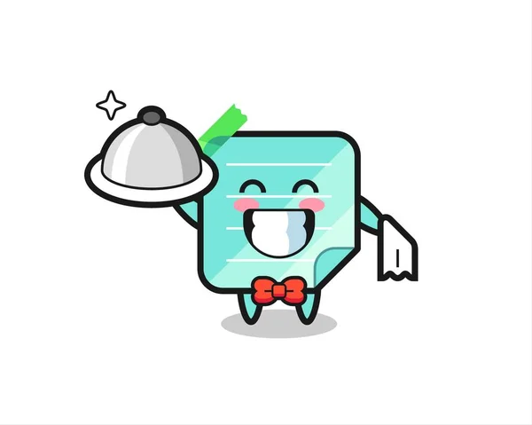 Character Mascot Sticky Notes Waiters Cute Style Design Shirt Sticker — Stock Vector