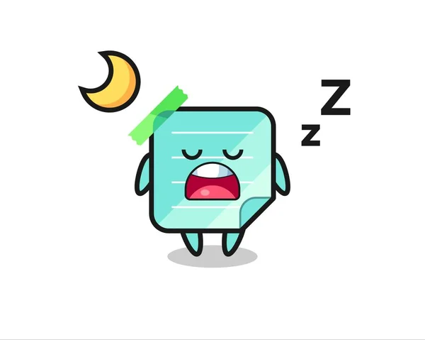 Pegajoso Notas Carácter Ilustración Durmiendo Noche Lindo Diseño Estilo Para — Vector de stock