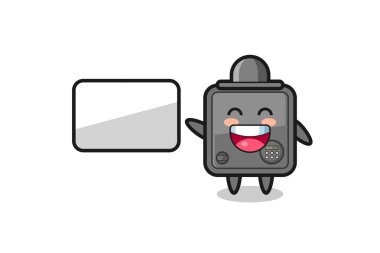 Güvenli kutu çizimi sunum yapıyor. Tişört, etiket, logo ögesi için şirin bir tasarım.