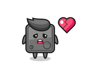 Güvenli kutu çizimi kırık kalptir, tişört, etiket, logo elementi için şirin bir tasarım.