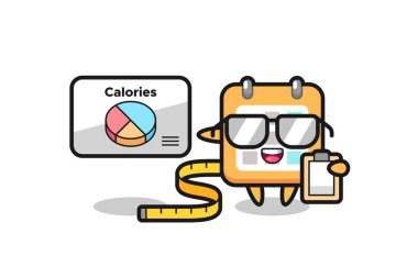 Takvim maskotunun bir dietisyen olarak tasviri, tişört, etiket, logo elementi için şirin bir tasarım.