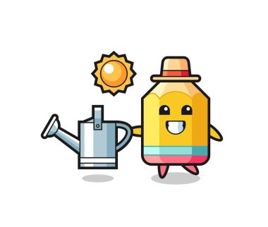 Çizgi film karakteri kalem tutucu sulama kutusu, tişört, etiket, logo elementi için şirin tasarım