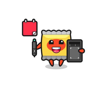 Çizgi roman tasarımcısı olarak atıştırmalık maskotu, tişört, etiket, logo elementi için şirin bir tasarım.