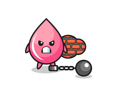 Mahkum olarak çilek suyu düşüşünün karakteristik maskotu, tişört, etiket, logo elementi için şirin bir tasarım.