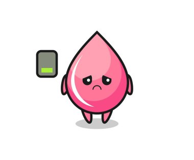 Çilek suyu maskotu karakteri yorgun bir jest yapıyor. Tişört, çıkartma, logo elementi için şirin bir tasarım.