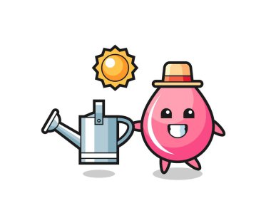 Çizgi film karakteri çilek suyu kutusu, tişört, etiket ve logo için şirin bir tasarım.