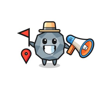 Tur rehberi olarak taşın karakteri, tişört, etiket, logo elementi için şirin bir tasarım.