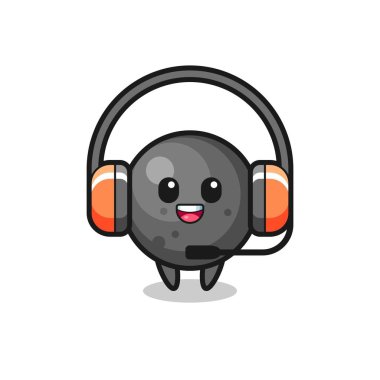 Müşteri servisi olarak top güllesinin çizgi film maskotu, tişört, etiket, logo elementi için şirin bir tasarım.