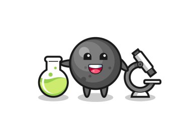 Bilim adamı olarak top güllesinin maskotu. Tişört, çıkartma, logo elementi için şirin bir tasarım.