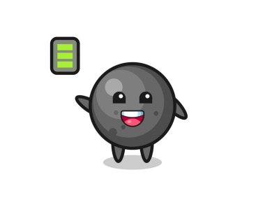 Tişört, çıkartma, logo elementi için şirin bir tasarım, enerjik jestli top topu maskotu karakteri